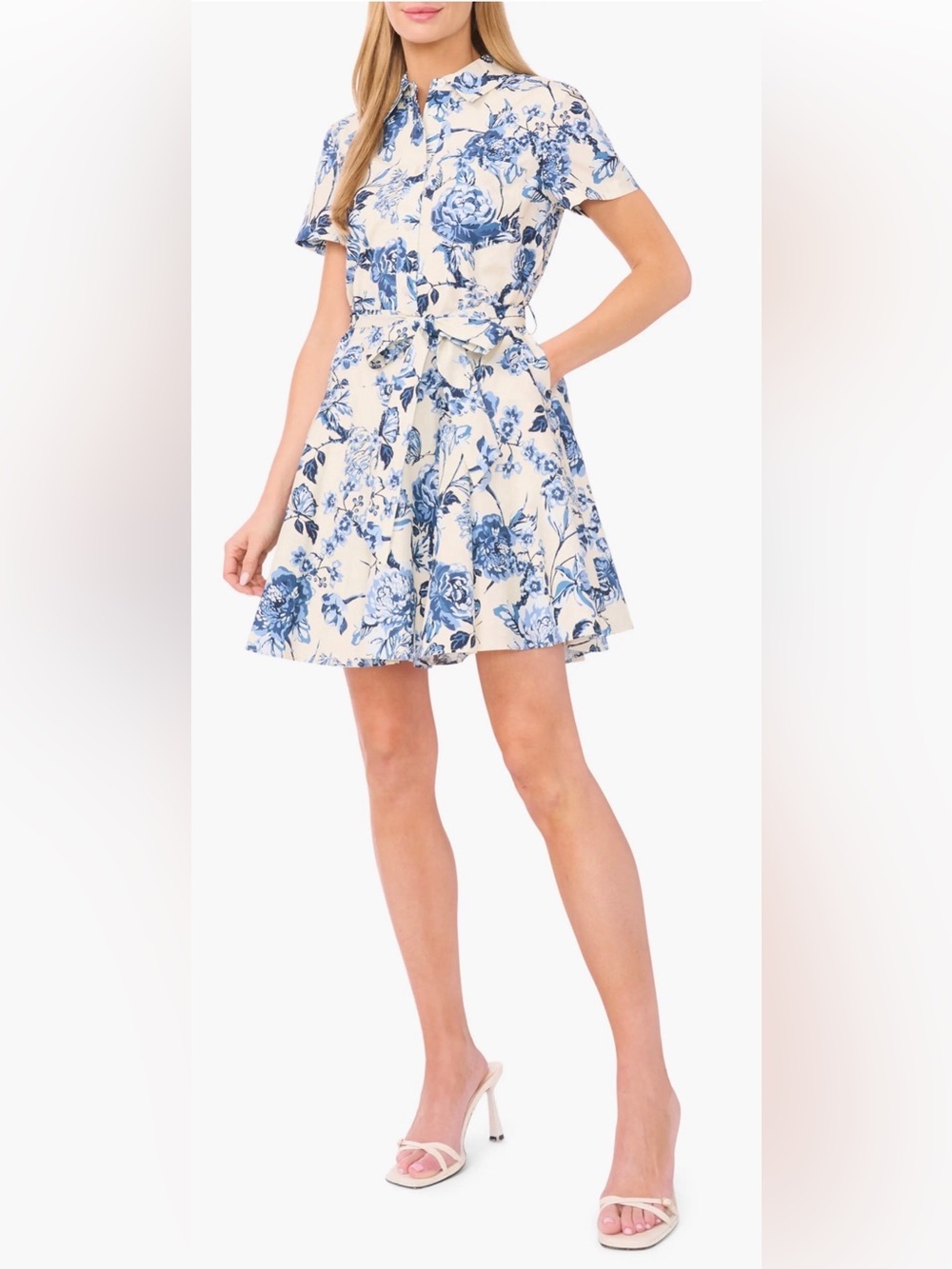 Ted Baker Blue Floral Circle Skirt on Cream